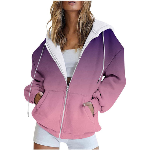 3D printed zipper European size casual fashion women's sweater m301882
