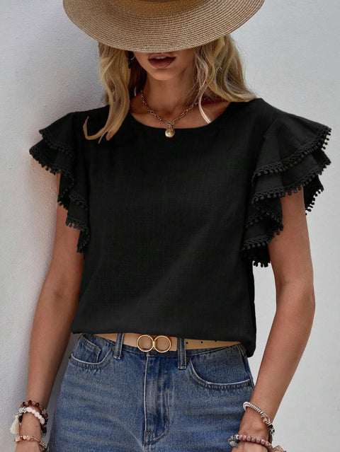 Lockeres Hemd Lotusblatt Batman Kurzarm Top Damen m300989 