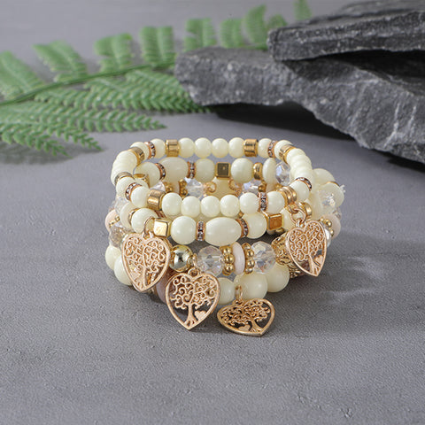 Nouveau bracelet bohème créatif à pompons et perles multicouches m3331286