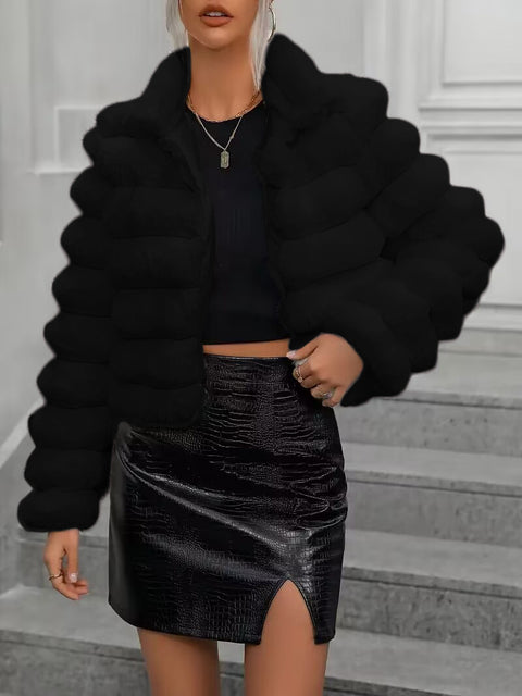 Imitation fur jacket short female versatile ins wind m302146