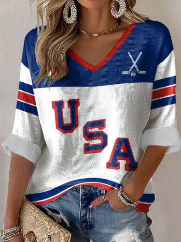 Summer V-neck short-sleeved top 3D digital printing women's casual short-sleeved m302655