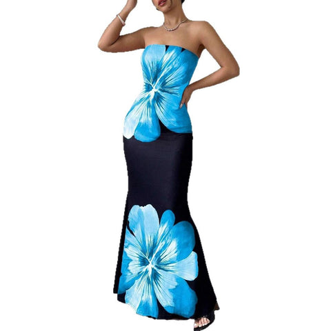 Women's tube top Butterfly print vest Slim-fit hip-wrapped high-waisted women's dress m301952