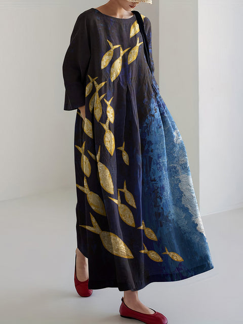 Lose neue retro floral lose frauen gedruckt lange kleid m300916 