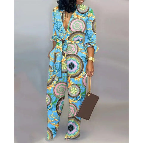 Lockerer Jumpsuit in Übergröße mit hoher Taille, lässiger Jumpsuit mit geradem Bein, Euro M300189 