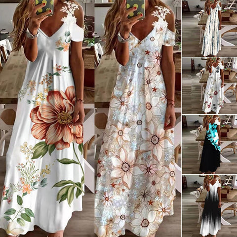 Sommer neue spitze hosenträger v-ausschnitt mode gedruckt lose kleid m301218 