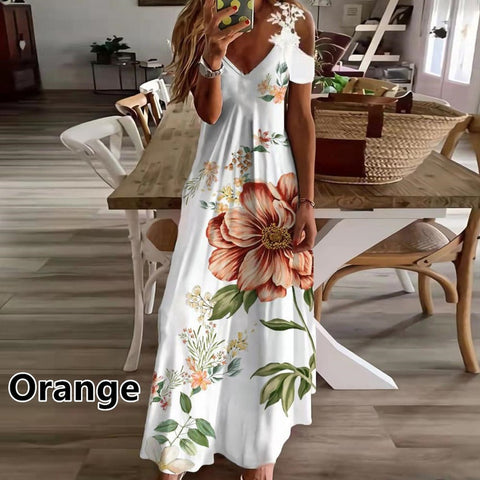 Sommer neue spitze hosenträger v-ausschnitt mode gedruckt lose kleid m301218 