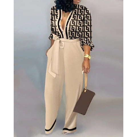 Lockerer Jumpsuit in Übergröße mit hoher Taille, lässiger Jumpsuit mit geradem Bein, Euro M300189 