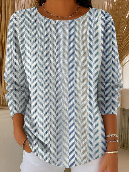3D digital printing women's fashion round neck casual long-sleeved top m302157