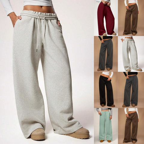 Women's autumn and winter rubber band velvet loose wide-leg sports casual trousers m301677