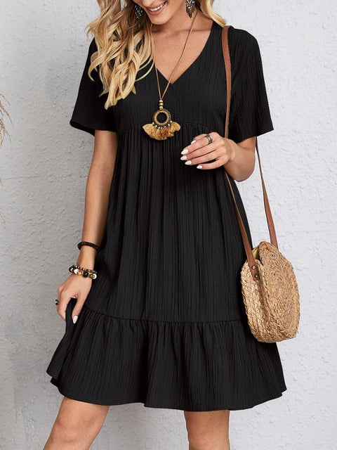 Sommer lose beiläufige Kurzarm-Taille elegantes Kleid m300029 