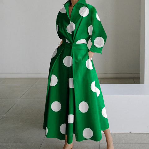 Robe imprimée à manches longues et col en V M300331 