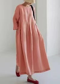 Robe ample à col ras du cou et manches longues imprimée haut de gamme m301044