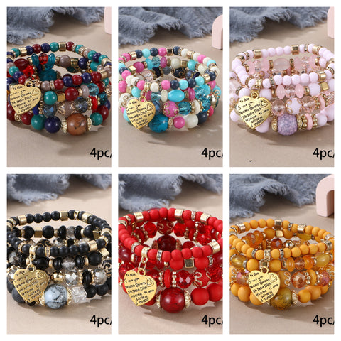 Nouveau bracelet bohème créatif à pompons et perles multicouches m3331286