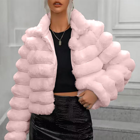 Imitation fur jacket short female versatile ins wind m302146