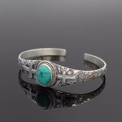 Türkisfarbenes offenes Armband im Bohème-Stil 3331095