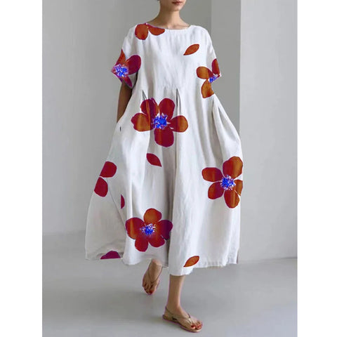 Linglong Leinen Kurzarm Damenkleid M300183 