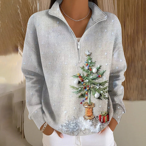 3D printed women's autumn and winter fashion casual stand-up collar sweater m302118