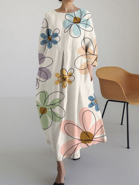 Lose neue retro floral lose frauen gedruckt lange kleid m300916 