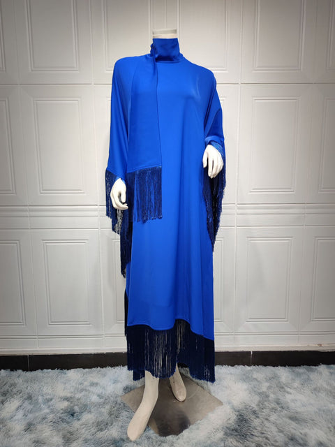 Damen Fledermausärmel Quaste High Fashion Kleid Partykleid m301183 