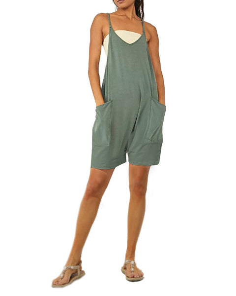 Solid color zipper bag suspender jumpsuit fat hip pants m301068