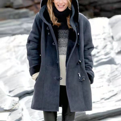 plush collar pocket women's coat m300603