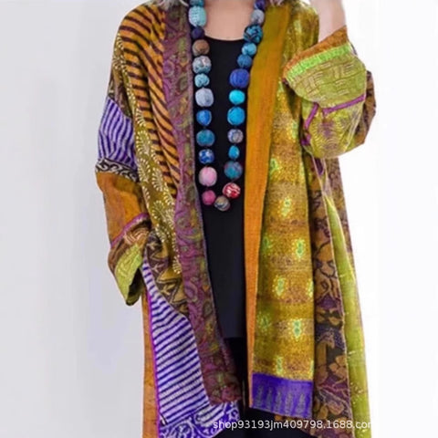 independent stations Amazon popular spot loose ethnic style large size long sleeve printed cardigan m301647
