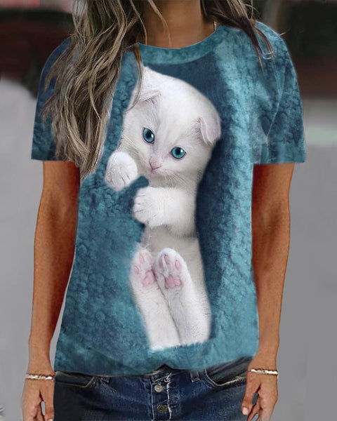 Frühlings- und Sommerpullover mit lockerem Animalprint und langen Ärmeln und Rundhalsausschnitt m300744 