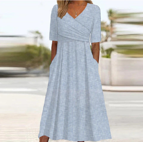 Summer v-neck pocket dress m302897