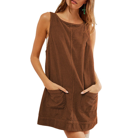 Ärmelloses Westenkleid aus Cord m300965 