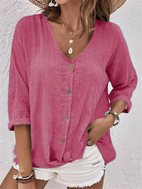 V-Ausschnitt Pullover Kurzarm locker sitzendes Damenshirt lässiges Damentop m301298 
