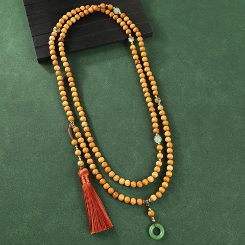 Guofeng Umhängekette Ya Bai Buddha Perlenkette mit Fransen Retro Pulloverkette m3331290 