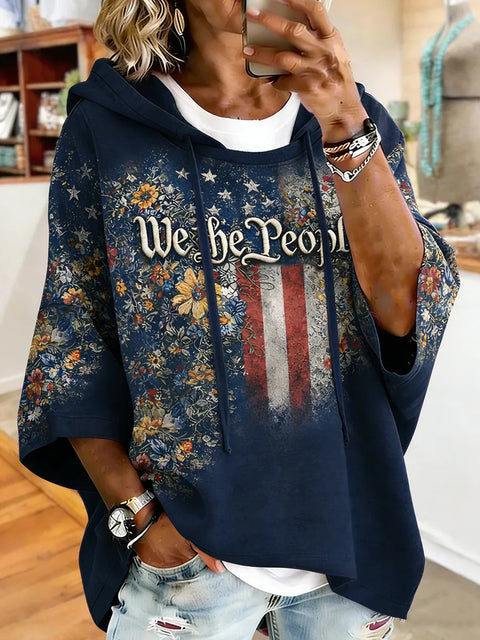 Independence Day 250th Anniversary Printed Loose Hooded T-Shirt m303003