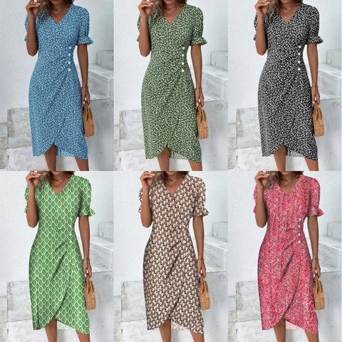 Kleid mit geometrischen Collage-Blasenärmeln und unregelmäßigem Saum, m301272 