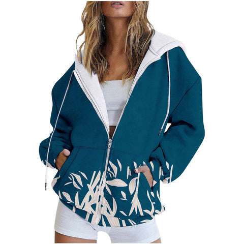 3D printed zipper European size casual fashion women's sweater m301882
