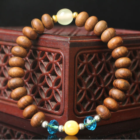 Bracelet en perles naturelles de Bouddha Huanghuali vietnamiennes, bracelet en bois de rose et lotus, bracelet en bois parfumé Wenwan m3331302