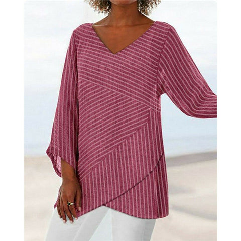 3D printing animal natural scenery V-neck nine-quarter sleeve loose T-shirt m301694
