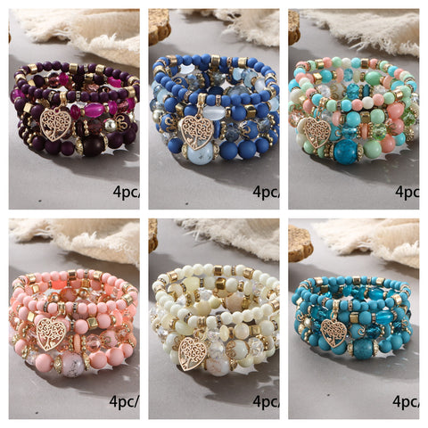 Nouveau bracelet bohème créatif à pompons et perles multicouches m3331286