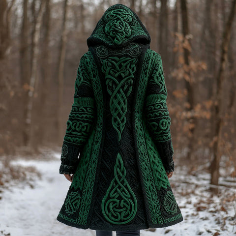 Cardigan long imitation knitted lazy wind hooded long cardigan sweater autumn and winter women's clothing m302125