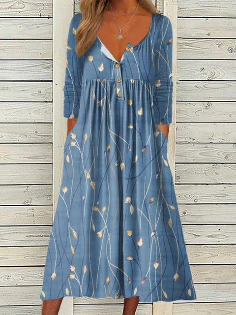 Robe boutonnée avec cardigan à poches imprimé m300714 