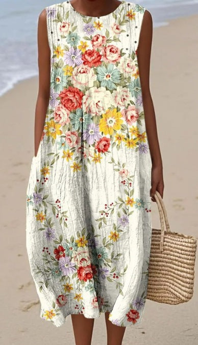 Sleeveless printed temperament long dress dress m301527