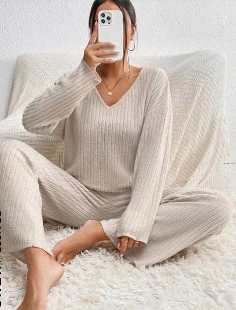 Pit strip grinding long-sleeved suit V-neck loose casual suit female m302081
