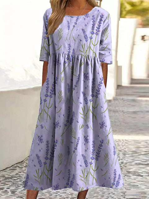 Loose fashion premium V-neck print dress m302742