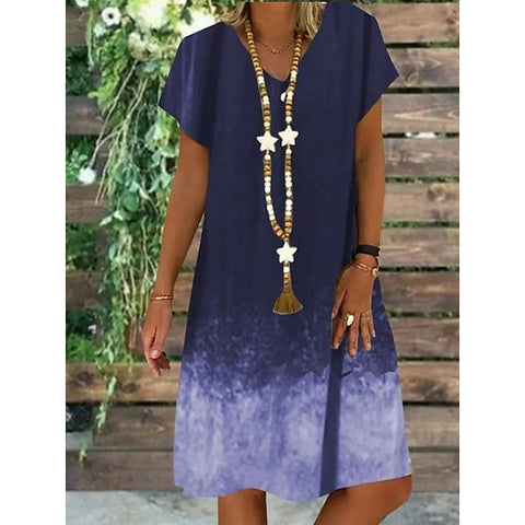 Robe imprimée à col en V pour femme, manches courtes, longueur moyenne et longue, m300932 