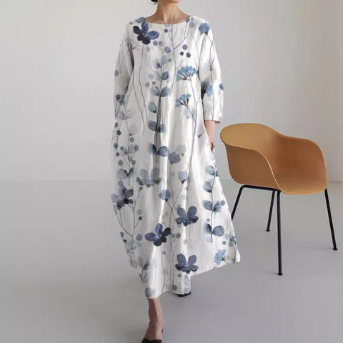 Lose neue retro floral lose frauen gedruckt lange kleid m300916 