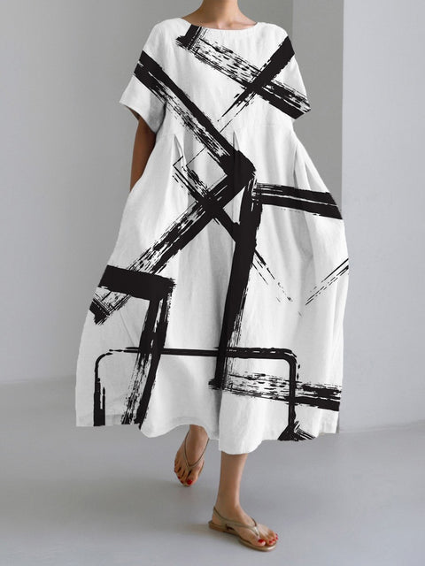 3D-Baumwollimitat-Pull-Frame-Craft-Damen-Pendelkleid m301038