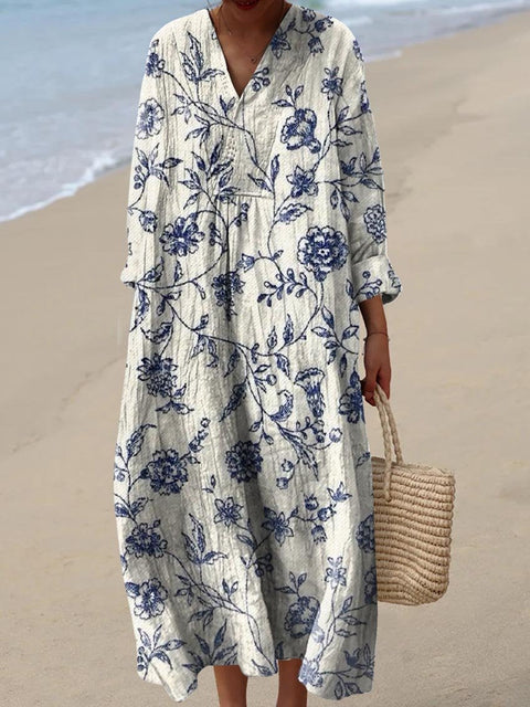 Robe décontractée à manches imprimées en 3D pour femme, motif floral, m301071