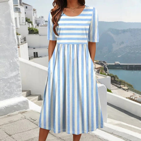 3D digital printing round neck short sleeve comfortable women's dress m302988