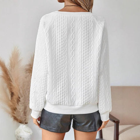 Lässiger Winterpullover mit Rundhalsausschnitt und Knopfleiste, Strickpullover m301487 