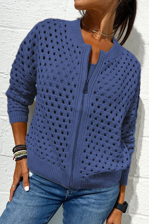 Women's Casual Hollow Knitted Zipper Jacket Women's Jacket m301906