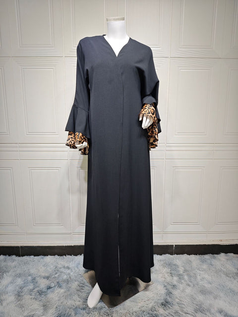 Neues Kleid mit Leopardenmuster, langer Rock, Strickjacke, M301185 